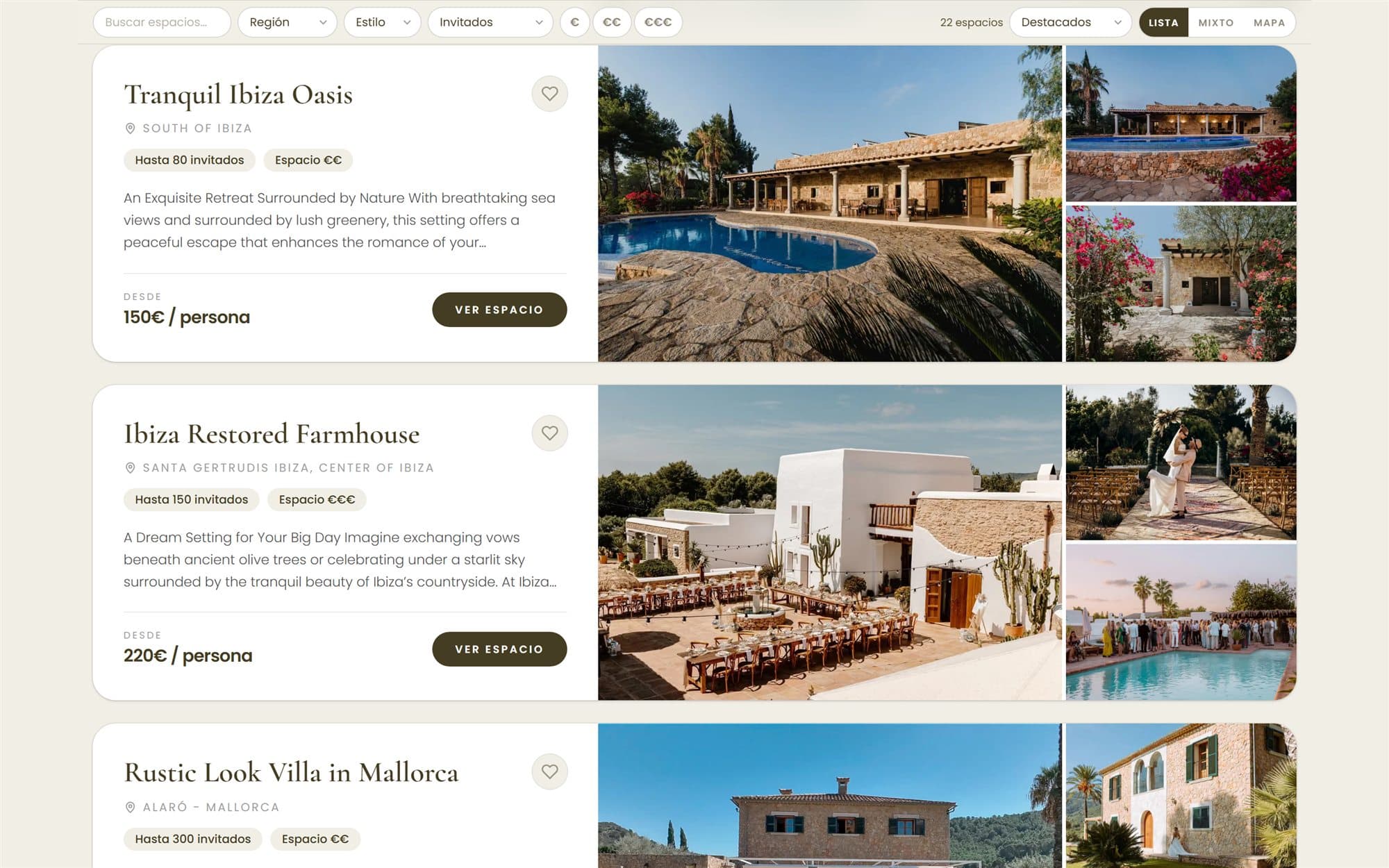 Buscador de venues de weddingvenuesspain.com