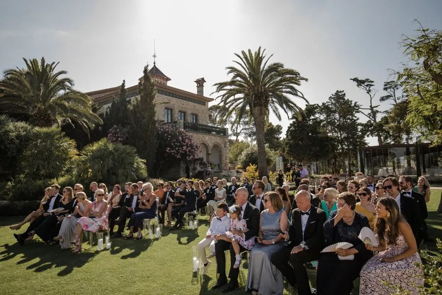 Stylish wedding venue in marbella with sunshine in background