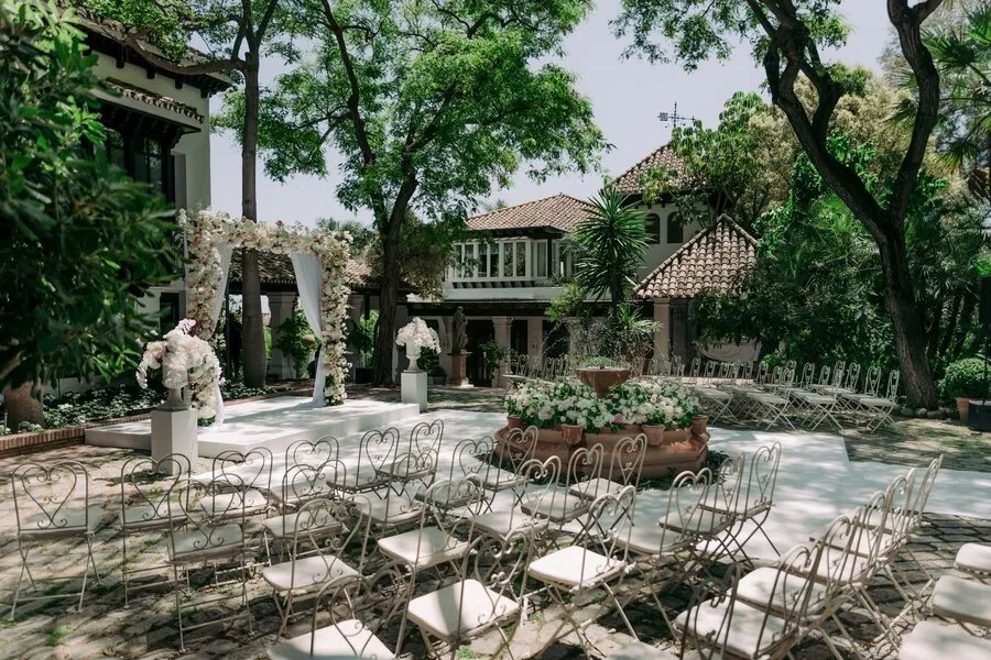 elegant wedding venue with flower decoration in marbella spain
