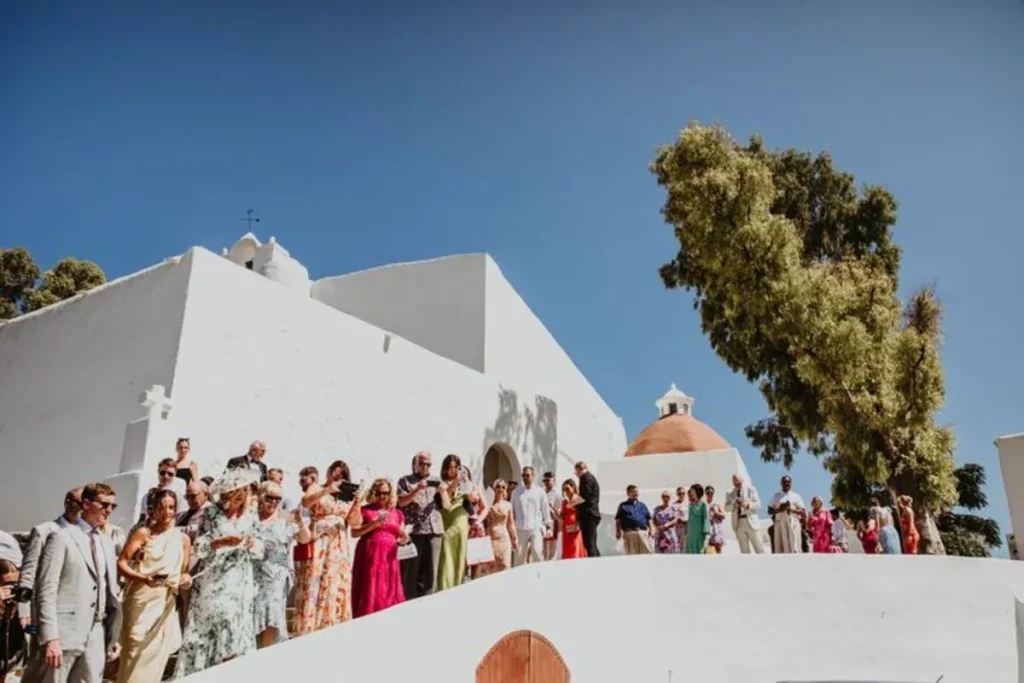 ibiza setting with wedding guests