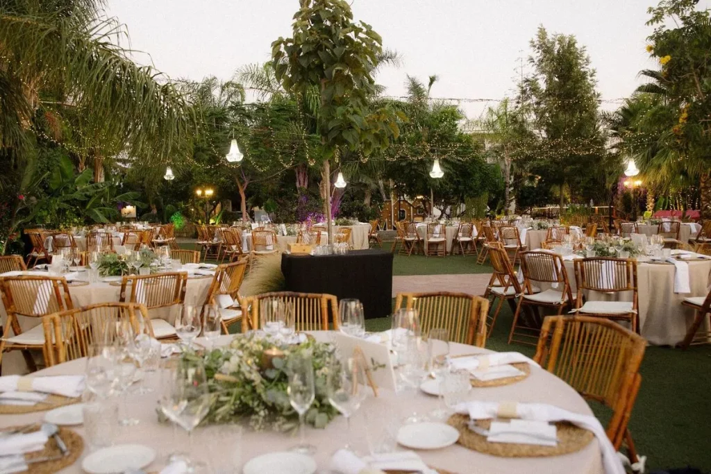 wedding tables in finca candles