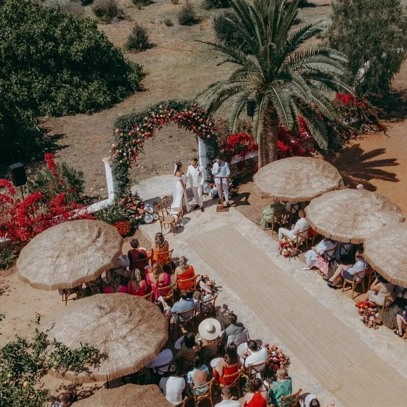 wedding ceremony in restored farmhouse ibiza