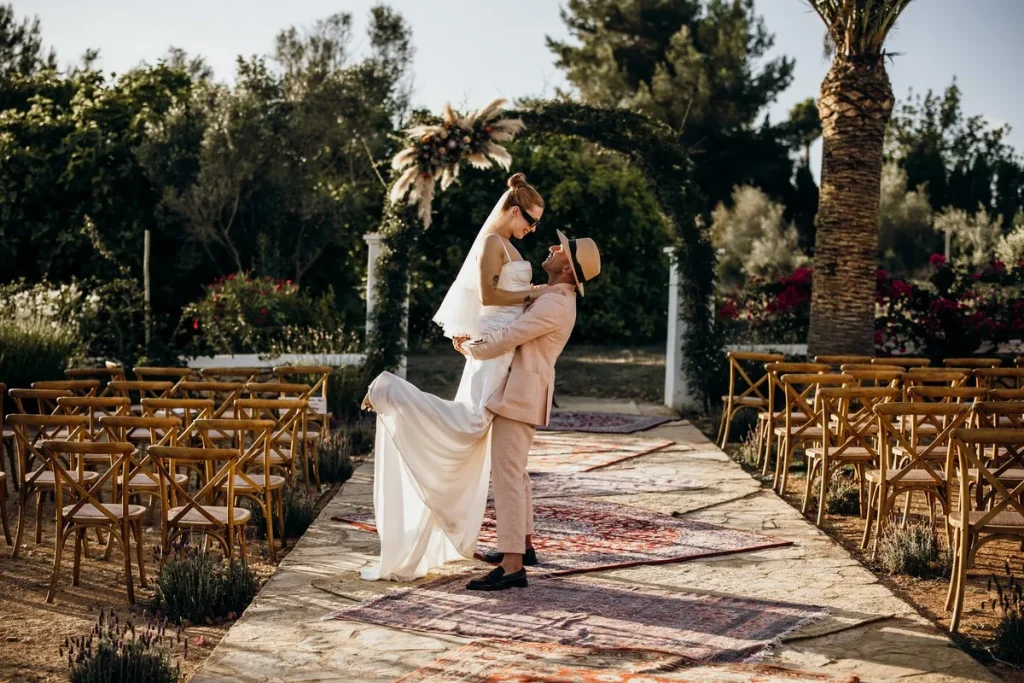 couple at Ibiza Farmhouse wedding venue